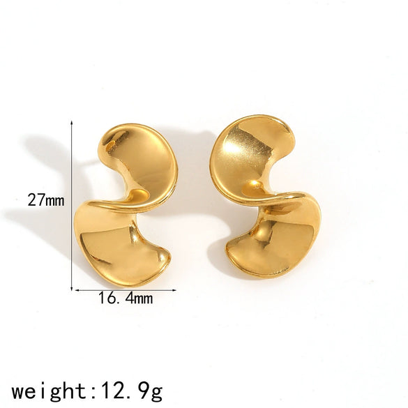 Titanium Steel Geometric Spiral Sshaped Women's Niche Design Electroplated Ring