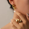 Titanium Steel Geometric Spiral Sshaped Women's Niche Design Electroplated Ring