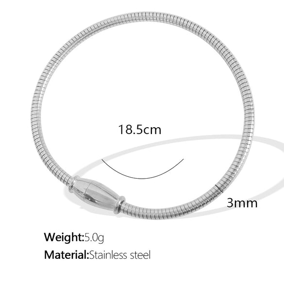 316L Stainless Steel Geometric Spring Snake Chain Magnetic Suction Elastic Women's Bracelet With Electroplating