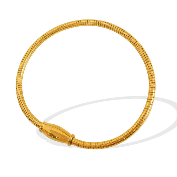 316L Stainless Steel Geometric Spring Snake Chain Magnetic Suction Elastic Women's Bracelet With Electroplating
