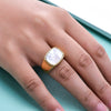 Titanium Steel Geometric Square And Round Fritillaria Ring For Women Electroplated Jewelry