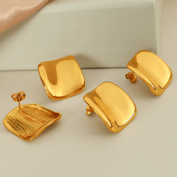 316L Stainless Steel Geometric Square Earrings With Fine Plating For Women