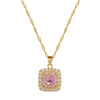 Titanium Steel Geometric Square Light Luxury Full Diamond Electroplated Women's Necklace Earrings Set