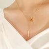 316L Stainless Steel Geometric Square Long Tassel Electroplated Clavicle Necklace For Women