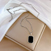 Titanium Steel Geometric Square Necklace For Women Electroplated Minimalist Style