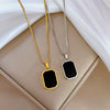 Titanium Steel Geometric Square Necklace For Women Electroplated Minimalist Style