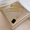 Titanium Steel Geometric Square Necklace For Women Electroplated Minimalist Style