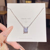 Titanium Steel Geometric Square Necklace For Women Set With Zirconia
