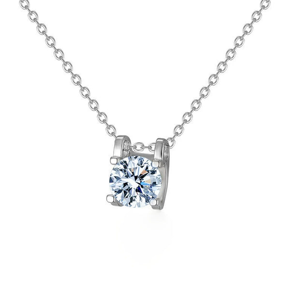 Titanium Steel Geometric Square Necklace For Women Set With Zirconia