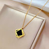 Titanium Steel Geometric Square Necklace With Furnace Real Gold Electroplating For Unisex
