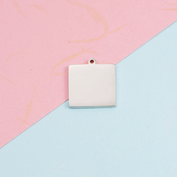 Titanium Steel Geometric Square Outer Hole Engraved And Electroplated Pendant Jewelry Accessories