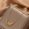 Titanium Steel Geometric Square Pendant Women's Light Luxury Electroplated Gold Necklace With Water Wave Chain
