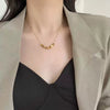 Titanium Steel Geometric Square Pendant Women's Light Luxury Electroplated Gold Necklace With Water Wave Chain