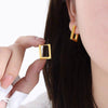 Titanium Steel Geometric Square Rectangular Ushape Electroplated Women's Simple Style Earrings