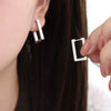 Titanium Steel Geometric Square Rectangular Ushape Electroplated Women's Simple Style Earrings