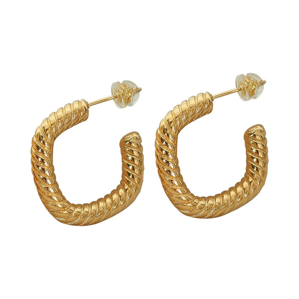 316L Stainless Steel Geometric Square Retro Women's Earrings With Electroplating