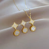 Titanium Steel Geometric Square Ring Star Earrings With Electroplating For Women