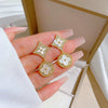 Titanium Steel Geometric Square Ring Star Earrings With Electroplating For Women