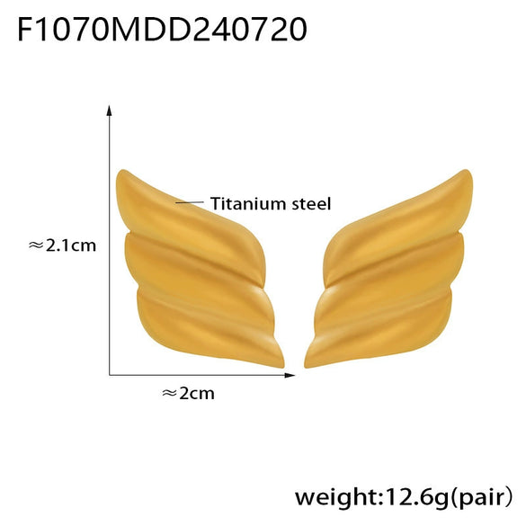 316L Stainless Steel Geometric Square Wings Shaped Earrings Electroplated 18K Gold Light Luxury Fashion