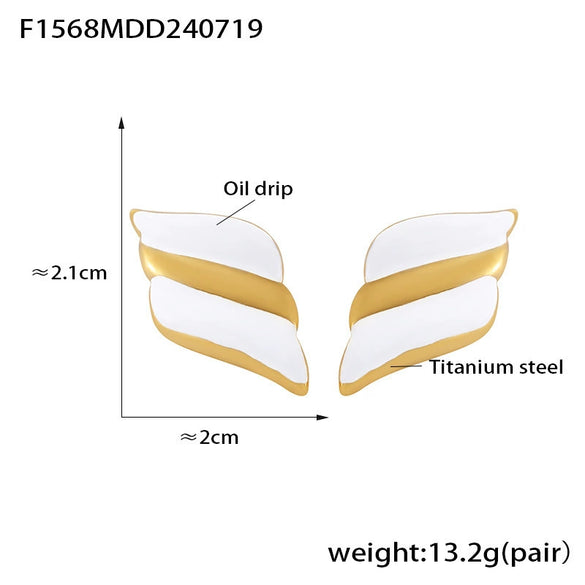 316L Stainless Steel Geometric Square Wings Shaped Earrings Electroplated 18K Gold Light Luxury Fashion