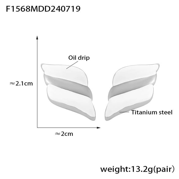 316L Stainless Steel Geometric Square Wings Shaped Earrings Electroplated 18K Gold Light Luxury Fashion