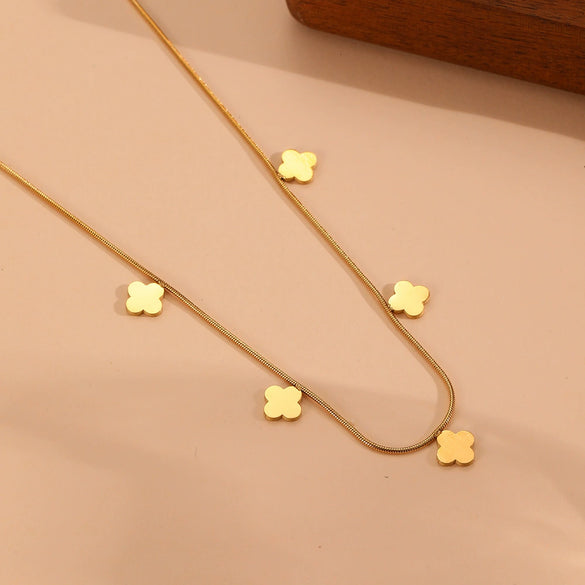 Titanium Steel Geometric Star And Moon Butterfly Pendant Necklace