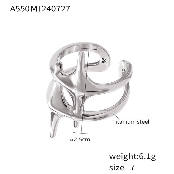 Titanium Steel Geometric Star Ring Electroplated With 18K Real Gold For Men And Women