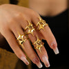 Titanium Steel Geometric Star Ring Electroplated With 18K Real Gold For Men And Women