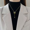 Titanium Steel Geometric Star Tassel Electroplated Necklace For Women