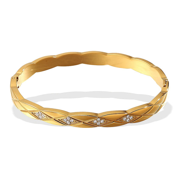 316L Stainless Steel Geometric Style Diamond Buckle Bracelet With Electroplating Jewelry