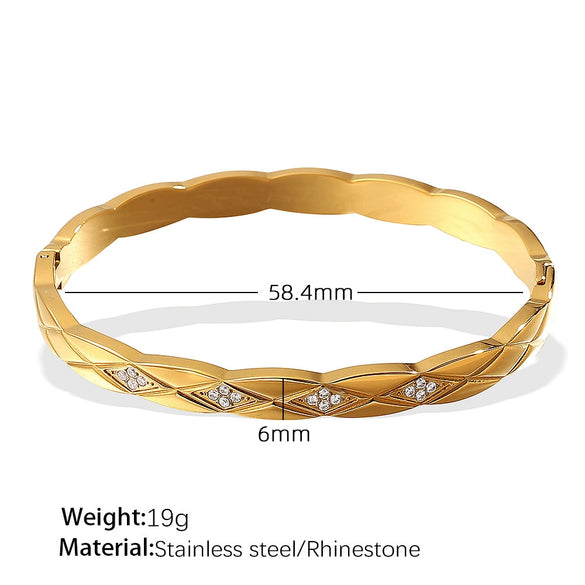 316L Stainless Steel Geometric Style Diamond Buckle Bracelet With Electroplating Jewelry