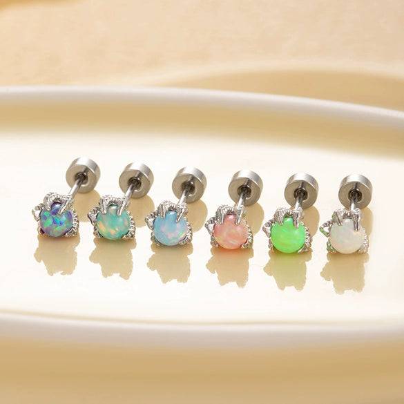 Titanium Steel Geometric Style Dragon Ball Dragon Claw Ear Nails For Women With Precious Stones