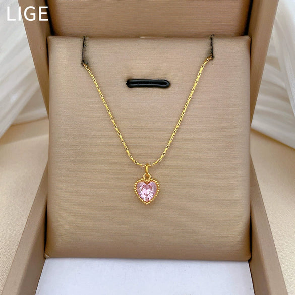 Titanium Steel Geometric Style Electroplated Cartoon Plants Flowers Necklace For Unisex