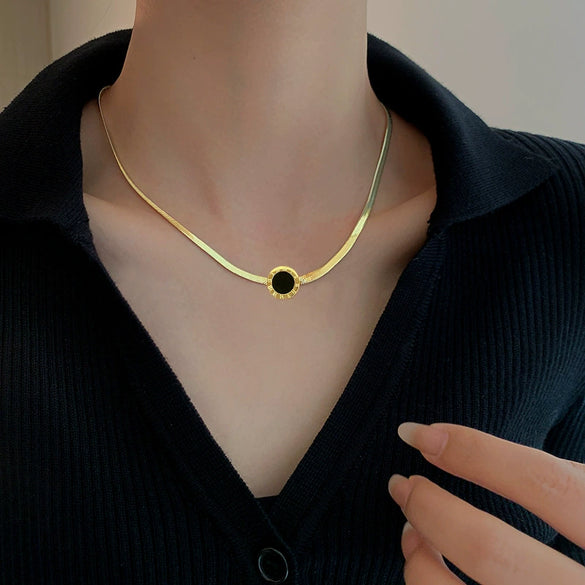 Titanium Steel Geometric Style Electroplated Necklace For Unisex
