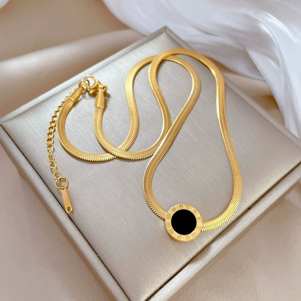 Titanium Steel Geometric Style Electroplated Necklace For Unisex