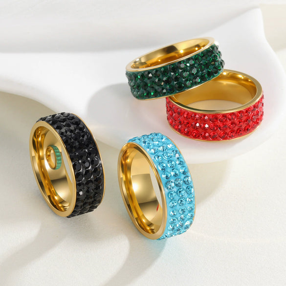 Titanium Steel Geometric Style Electroplated Ring For Men And Women