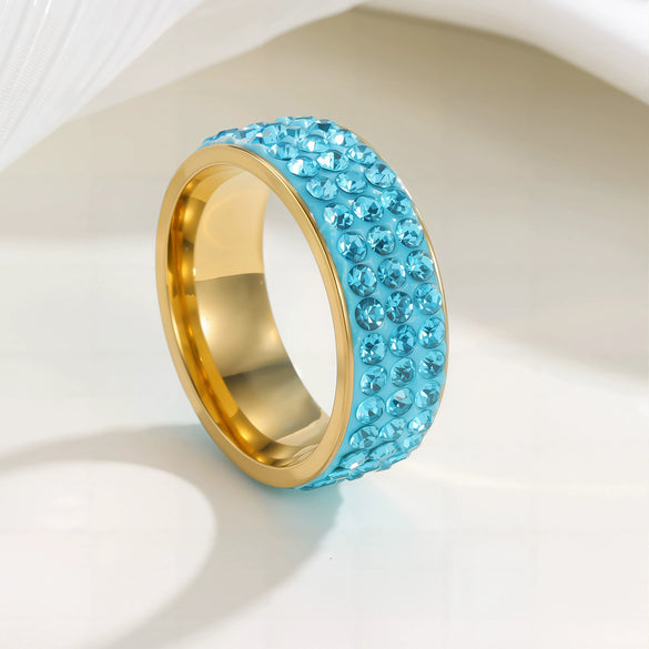 Titanium Steel Geometric Style Electroplated Ring For Men And Women