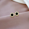 Titanium Steel Geometric Style Electroplated Shell Zircon Earrings For Women