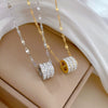 Titanium Steel Geometric Style Electroplated Threering Necklace For Women