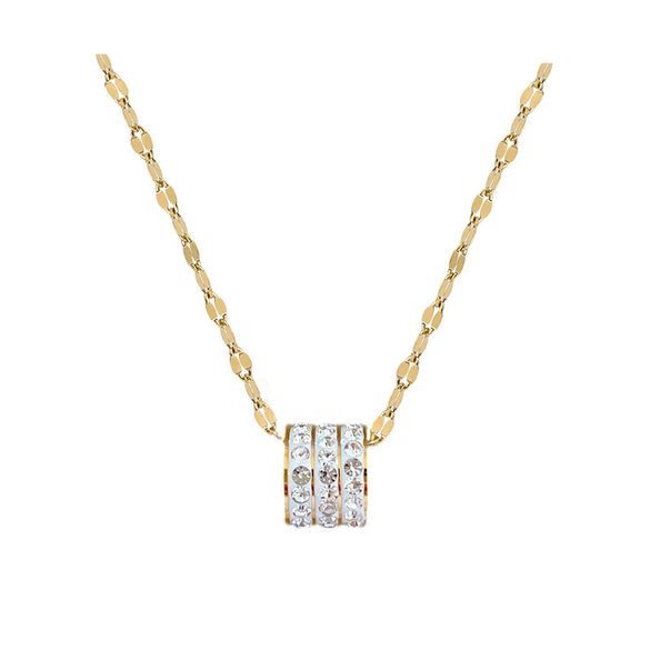 Titanium Steel Geometric Style Electroplated Threering Necklace For Women