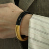 316L Stainless Steel Geometric Style Electroplated Wide Surface Elastic Snake Bone Bracelet