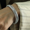 316L Stainless Steel Geometric Style Electroplated Wide Surface Elastic Snake Bone Bracelet