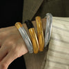 316L Stainless Steel Geometric Style Electroplated Wide Surface Elastic Snake Bone Bracelet