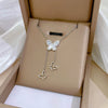 Titanium Steel Geometric Style Electroplated Women's And Unisex Clavicle Necklace With Fritillaria Butterfly Design