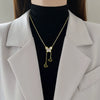 Titanium Steel Geometric Style Electroplated Women's And Unisex Clavicle Necklace With Fritillaria Butterfly Design