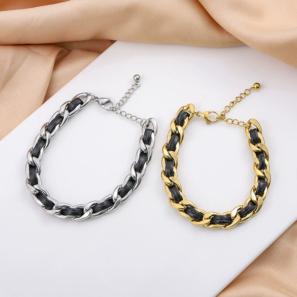 Titanium Steel Geometric Style Electroplated Women's Small Gold Ball Bracelet Jewelry