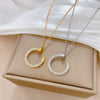 Titanium Steel Geometric Style Furnace Real Gold Plated Necklace With Zircon And Diamond Accents For Unisex