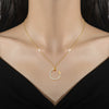 Titanium Steel Geometric Style Furnace Real Gold Plated Necklace With Zircon And Diamond Accents For Unisex