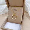 Titanium Steel Geometric Style Furnace Real Gold Plated Necklace With Zircon And Diamond Accents For Unisex
