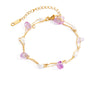 Titanium Steel Geometric Style Light Luxury Electroplated Double Layer Natural White Stone Bracelet For Women